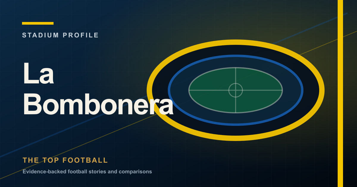 Branded editorial illustration of La Bombonera for its stadium profile