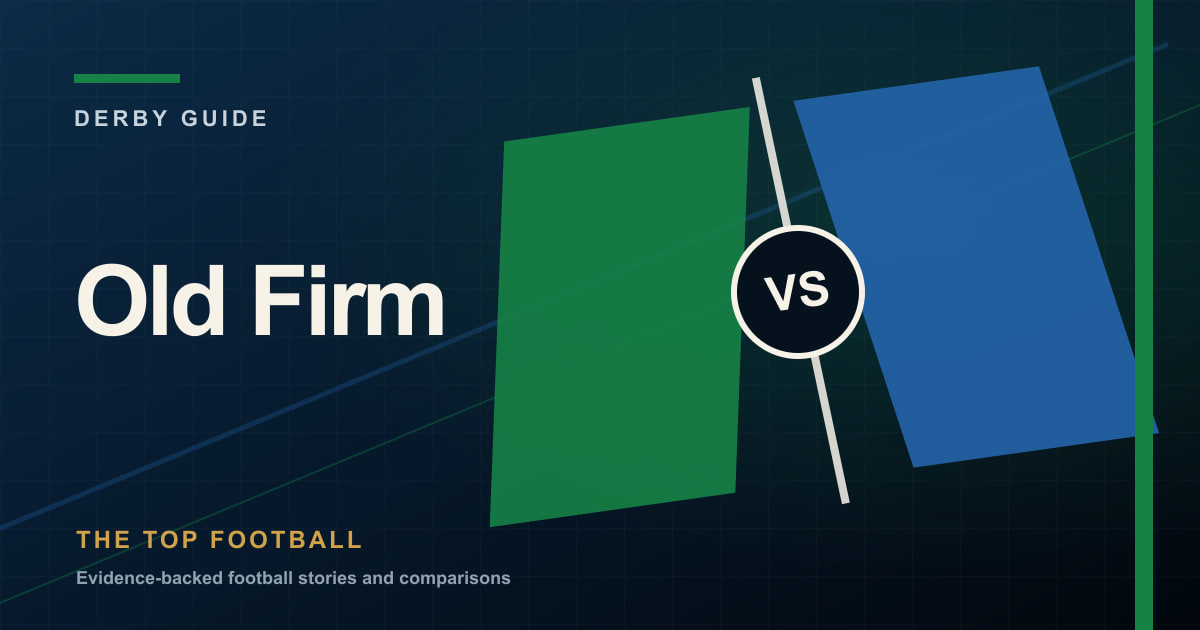 Branded green-and-blue illustration for the Old Firm derby guide