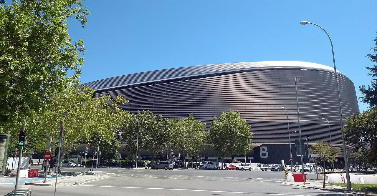 West façade of the Santiago Bernabéu in Madrid, April 2024